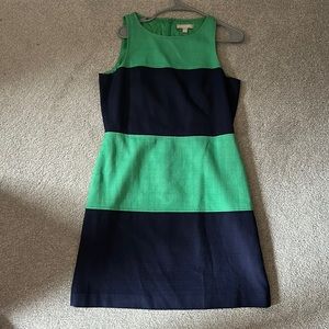 Banana Republic navy and green block sleeveless dress. Size 12
